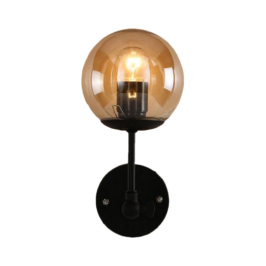 1 Bulb Wall Sconce Contemporary Black Wall Sconce Lighting with Globe Glass Shade Clearhalo 'Cast Iron' 'Glass' 'Industrial' 'Modern wall lights' 'Modern' 'Tiffany' 'Traditional wall lights' 'Wall Lamps & Sconces' 'Wall Lights' Lighting' 169872