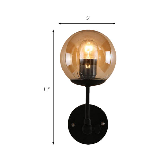 1 Bulb Wall Sconce Contemporary Black Wall Sconce Lighting with Globe Glass Shade Clearhalo 'Cast Iron' 'Glass' 'Industrial' 'Modern wall lights' 'Modern' 'Tiffany' 'Traditional wall lights' 'Wall Lamps & Sconces' 'Wall Lights' Lighting' 169873