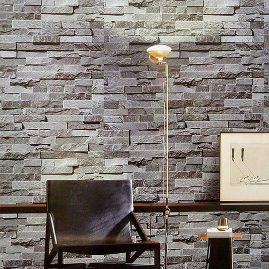 PVC Waterproof Wallpaper Roll Industrial Brick Effect Wall Covering in Light Color Grey 1 Set Clearhalo 'Industrial wall decor' 'Industrial' 'Wallpaper' Wall Decor' 1698770