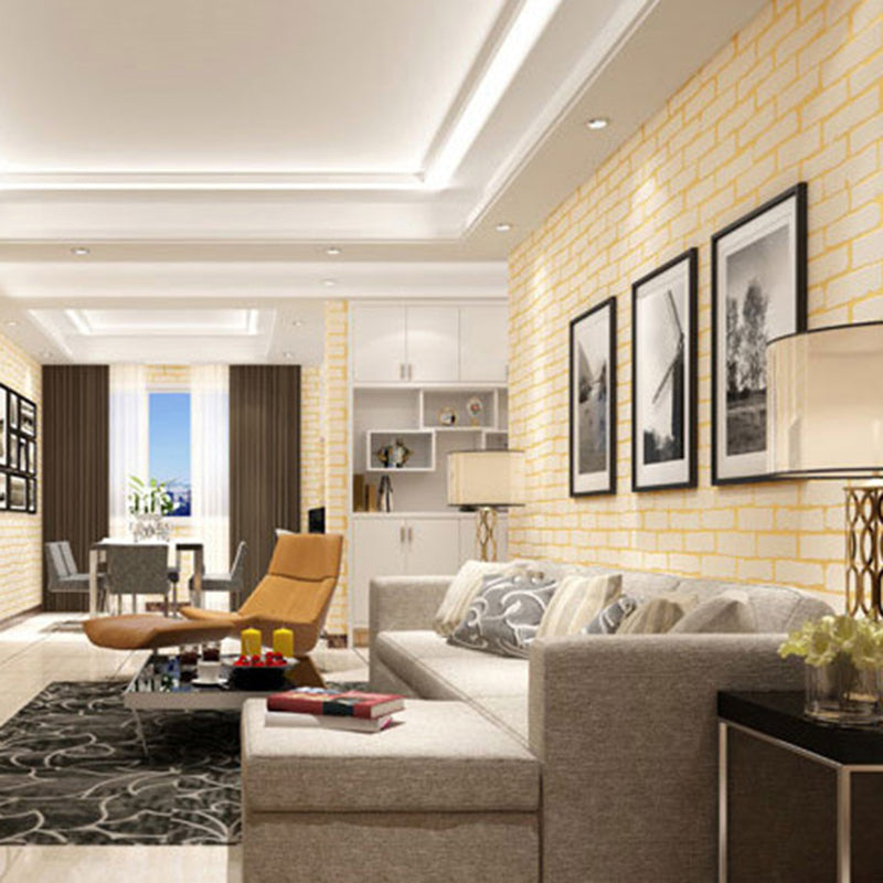 Soft Color Brick Wallpaper Roll Stain-Resistant Wall Art for House Interior, Non-Woven Clearhalo 'Industrial wall decor' 'Industrial' 'Wallpaper' Wall Decor' 1698780