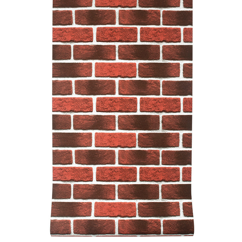 Waterproofing Faux Brick Wallpaper PVC Steampunk Wall Covering for House Interior Crimson Clearhalo 'Industrial wall decor' 'Industrial' 'Wallpaper' Wall Decor' 1698792