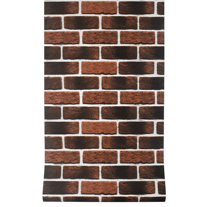Waterproofing Faux Brick Wallpaper PVC Steampunk Wall Covering for House Interior Dark Brown Clearhalo 'Industrial wall decor' 'Industrial' 'Wallpaper' Wall Decor' 1698794