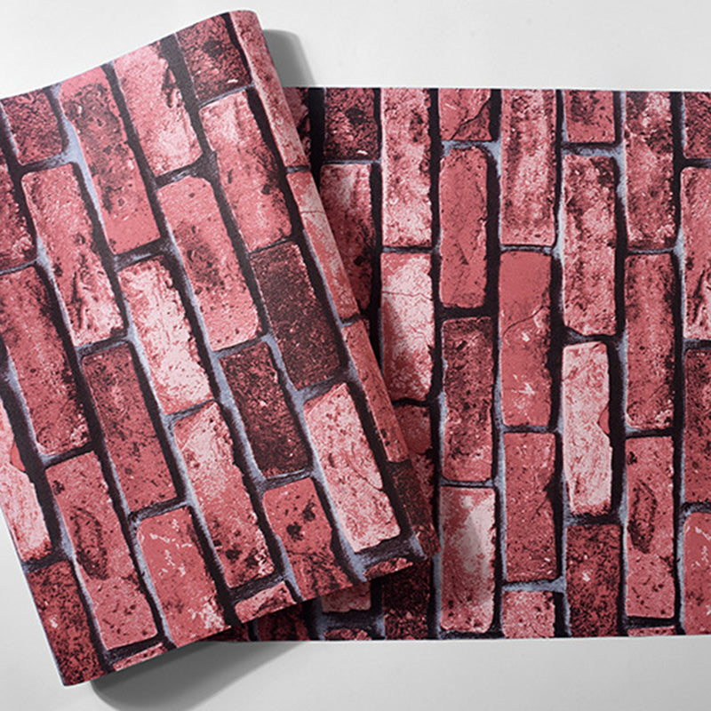 Waterproofing Faux Brick Wallpaper PVC Steampunk Wall Covering for House Interior Brick Red Clearhalo 'Industrial wall decor' 'Industrial' 'Wallpaper' Wall Decor' 1698798