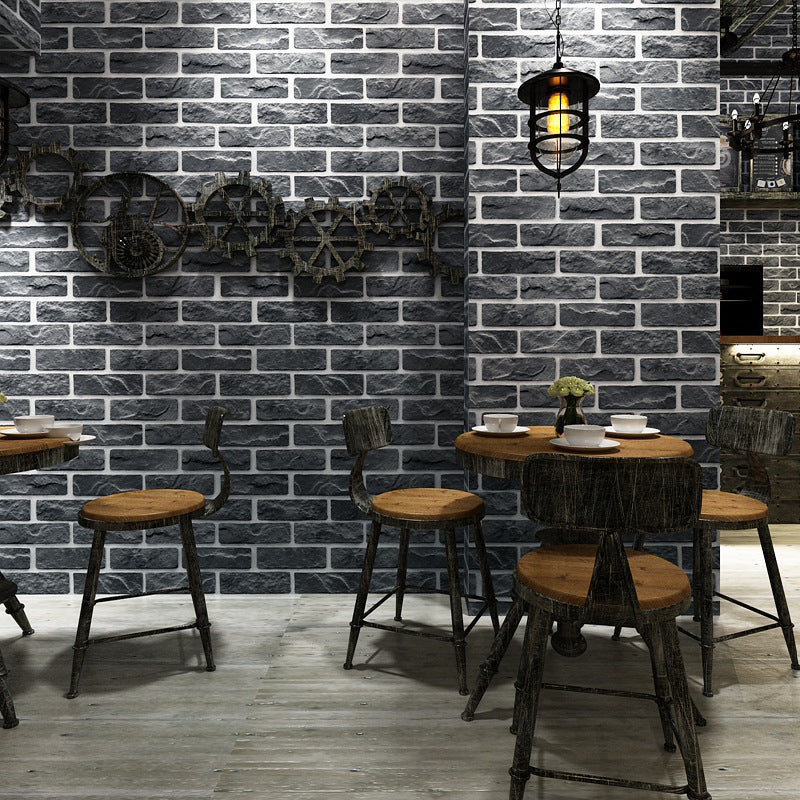 Cyberpunk Brick Tile Wallpaper Roll for Restaurant 31' L x 20.5" W Wall Art in Dark Color Dark Gray Clearhalo 'Industrial wall decor' 'Industrial' 'Wallpaper' Wall Decor' 1698810