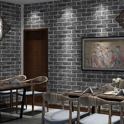 Cyberpunk Brick Tile Wallpaper Roll for Restaurant 31' L x 20.5" W Wall Art in Dark Color Grey Clearhalo 'Industrial wall decor' 'Industrial' 'Wallpaper' Wall Decor' 1698815