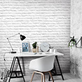 White Painted Brick Wallpaper Roll Moisture Resistant Rustic Dorm Room Wall Decor Clearhalo 'Country wall decor' 'Rustic' 'Wallpaper' Wall Decor' 1698823