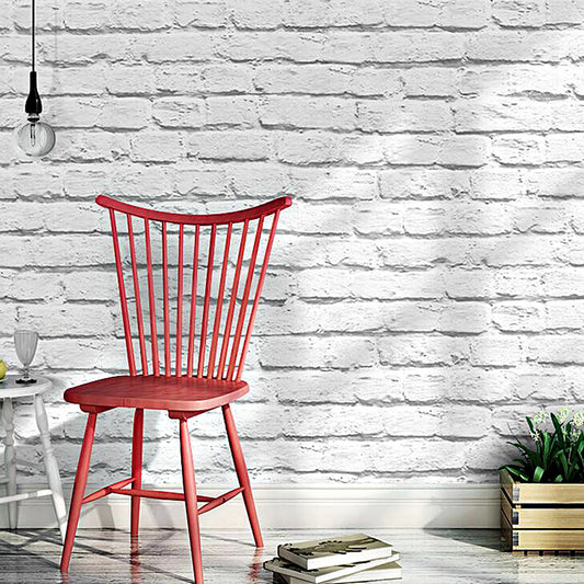 White Painted Brick Wallpaper Roll Moisture Resistant Rustic Dorm Room Wall Decor Clearhalo 'Country wall decor' 'Rustic' 'Wallpaper' Wall Decor' 1698824