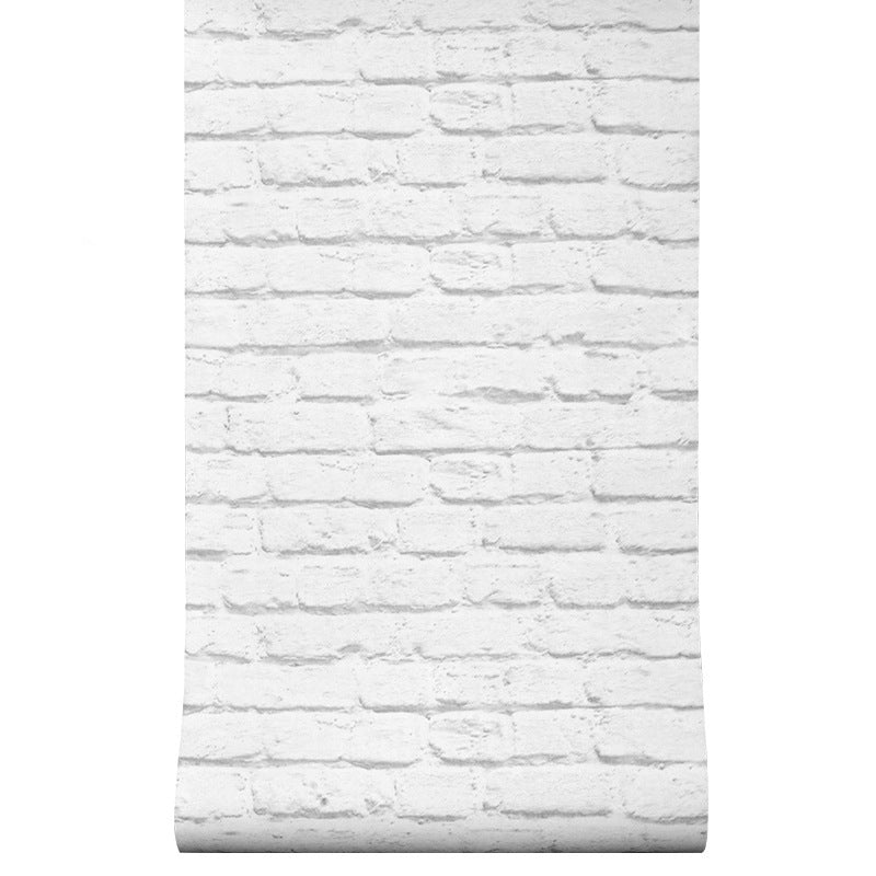 White Painted Brick Wallpaper Roll Moisture Resistant Rustic Dorm Room Wall Decor Clearhalo 'Country wall decor' 'Rustic' 'Wallpaper' Wall Decor' 1698825