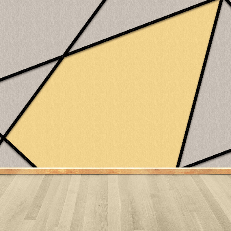 Soft Color Geometry Pattern Mural Moisture-Proofing Wall Covering for Dining Room Yellow Clearhalo 'Wall Decor' 'Wall Mural' 1698832