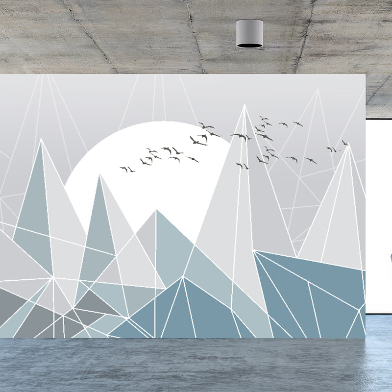 Soft Color Geometry Pattern Mural Moisture-Proofing Wall Covering for Dining Room Grey Clearhalo 'Wall Decor' 'Wall Mural' 1698837