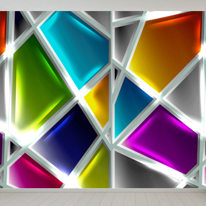 Soft Color Geometry Pattern Mural Moisture-Proofing Wall Covering for Dining Room Blue Clearhalo 'Wall Decor' 'Wall Mural' 1698842