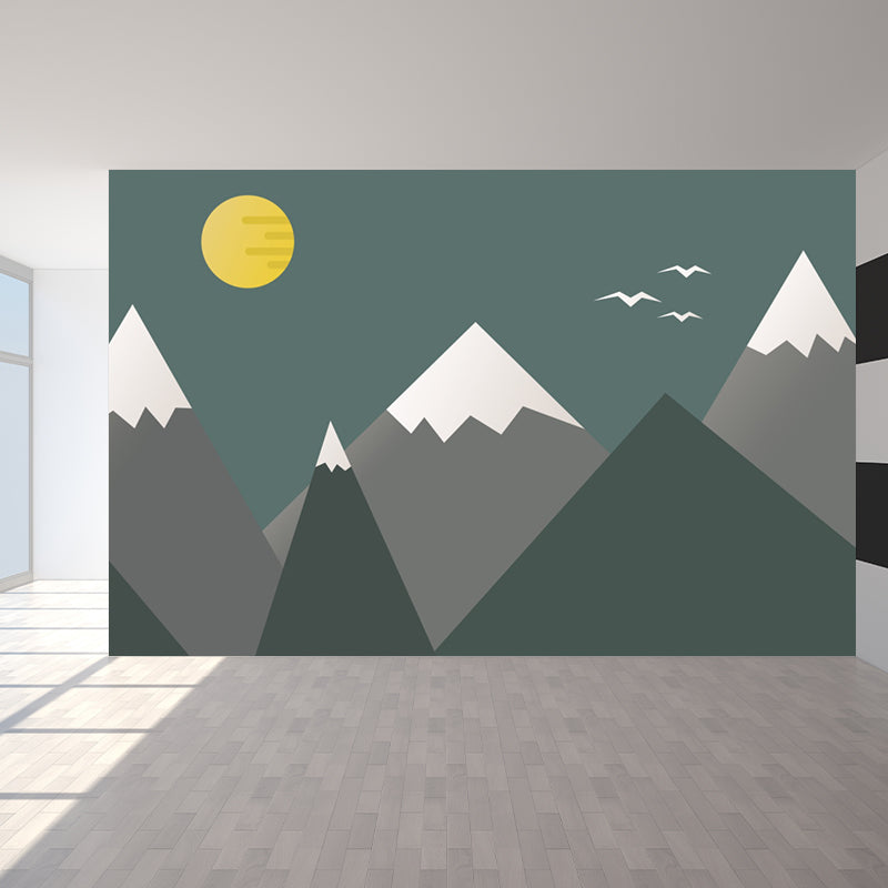 Soft Color Geometry Pattern Mural Moisture-Proofing Wall Covering for Dining Room Blackish Green Clearhalo 'Wall Decor' 'Wall Mural' 1698847