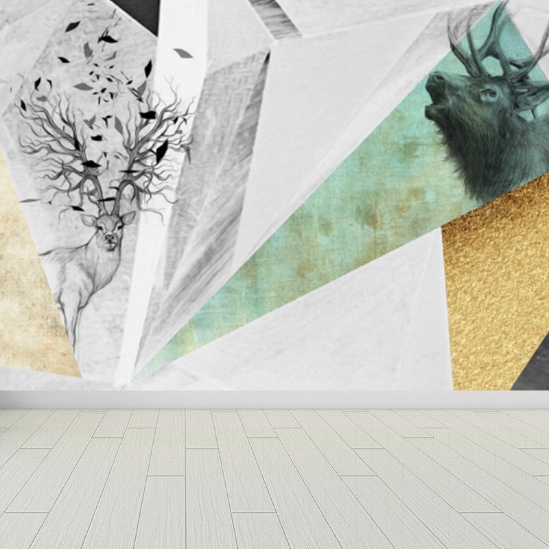 Pastel Color Diamond Mural Wallpaper Geometric Modern Stain Resistant Wall Decor Grey Clearhalo 'Wall Decor' 'Wall Mural' 1698852