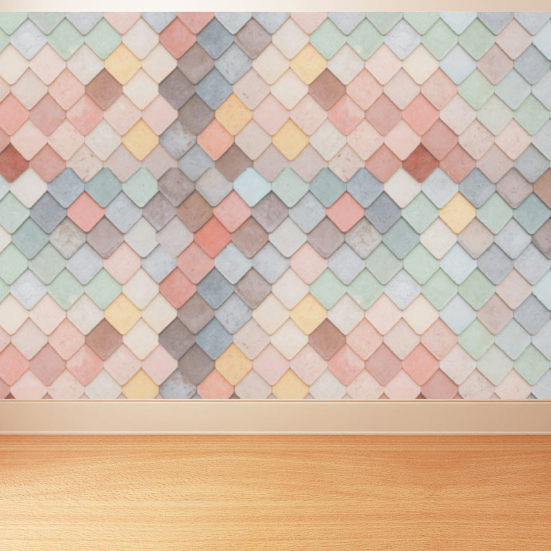 Pastel Color Diamond Mural Wallpaper Geometric Modern Stain Resistant Wall Decor Clearhalo 'Wall Decor' 'Wall Mural' 1698863