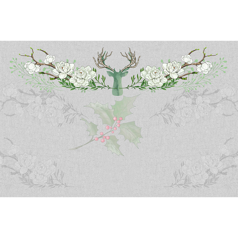 Illustration Style Reindeer Wall Mural Giant Wall Covering for Dining Room, Custom Clearhalo 'Wall Decor' 'Wall Mural' 1698905