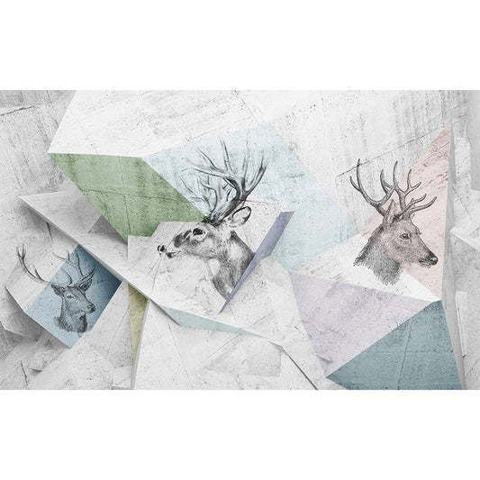 Illustration Tame Moose Mural Decal for Living Room, Soft Color, Custom Size Available Clearhalo 'Wall Decor' 'Wall Mural' 1698915