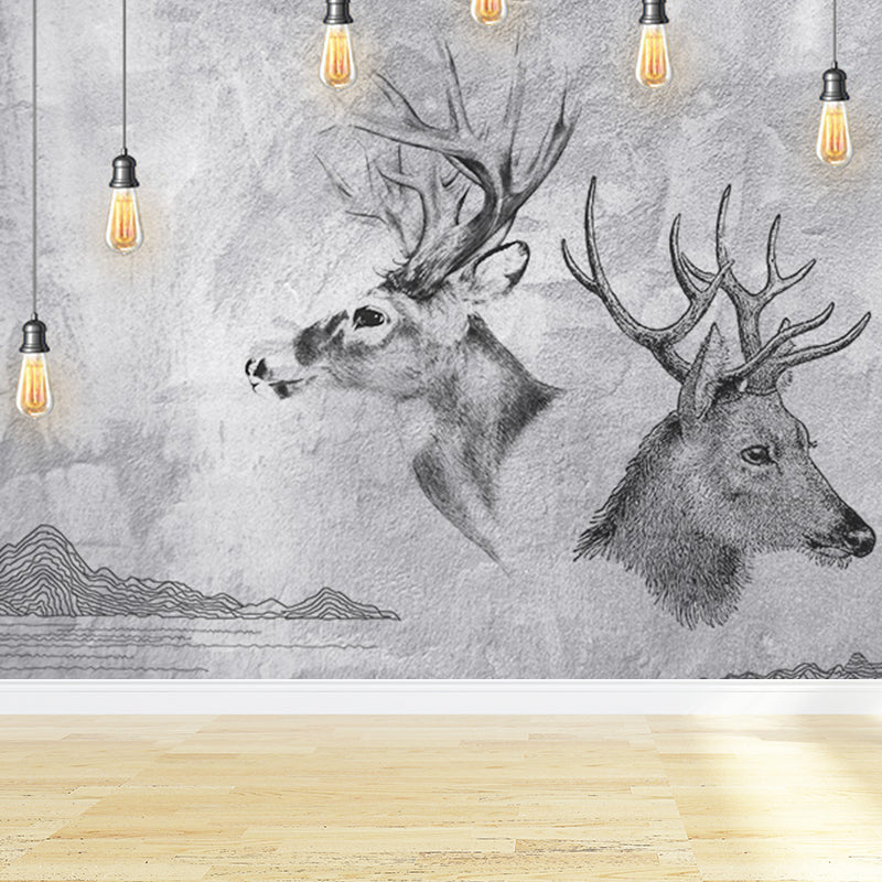 Illustration Tame Moose Mural Decal for Living Room, Soft Color, Custom Size Available Clearhalo 'Wall Decor' 'Wall Mural' 1698918