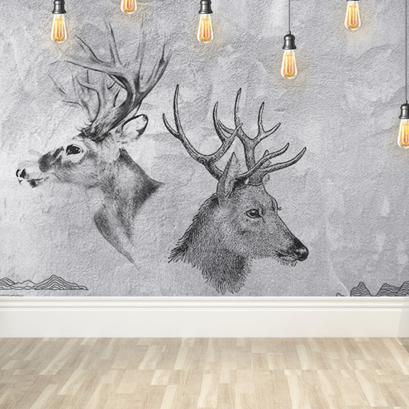 Illustration Tame Moose Mural Decal for Living Room, Soft Color, Custom Size Available Clearhalo 'Wall Decor' 'Wall Mural' 1698919