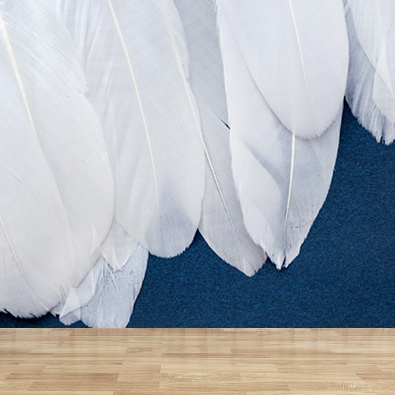 Extra Large Feather Mural Light Color Non-Woven Wall Art for Home Decor, Personalized White Clearhalo 'Wall Decor' 'Wall Mural' 1698937