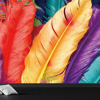 Extra Large Feather Mural Light Color Non-Woven Wall Art for Home Decor, Personalized Yellow Clearhalo 'Wall Decor' 'Wall Mural' 1698942