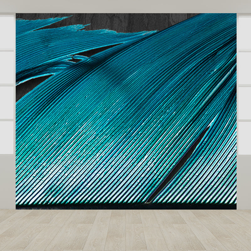Extra Large Feather Mural Light Color Non-Woven Wall Art for Home Decor, Personalized Blue Clearhalo 'Wall Decor' 'Wall Mural' 1698947