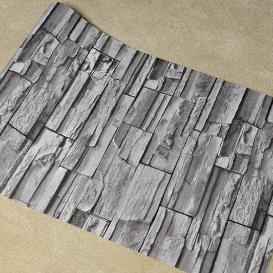 Country Fake Brick Wallpaper Roll for Living Room 33' x 20.5" Wall Decor in Grey Clearhalo 'Country wall decor' 'Rustic' 'Wallpaper' Wall Decor' 1698968