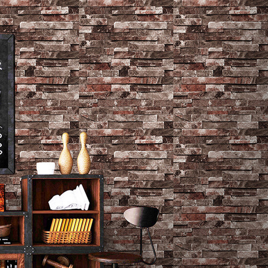 Removable Faux Rock Brick Wallpaper Industrial PVC Wall Covering, 19.5' L x 17.5" W Red Clearhalo 'Industrial wall decor' 'Industrial' 'Wallpaper' Wall Decor' 1698984