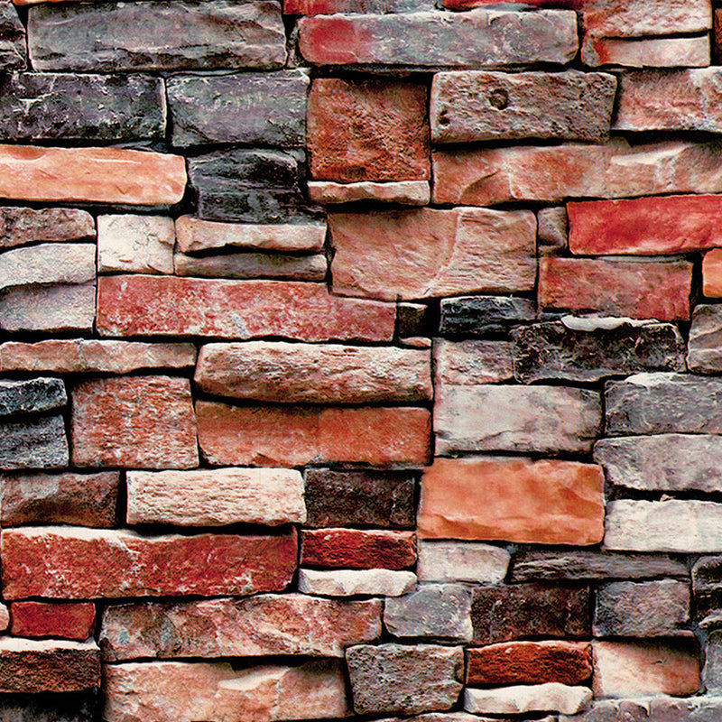 Removable Faux Rock Brick Wallpaper Industrial PVC Wall Covering, 19.5' L x 17.5" W Clearhalo 'Industrial wall decor' 'Industrial' 'Wallpaper' Wall Decor' 1698989