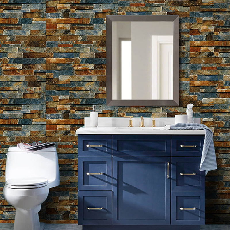 Removable Faux Rock Brick Wallpaper Industrial PVC Wall Covering, 19.5' L x 17.5" W Rust Clearhalo 'Industrial wall decor' 'Industrial' 'Wallpaper' Wall Decor' 1698991