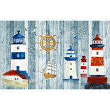 Nautical Lighthouse Mural Wallpaper Cartoon Non-Woven Cloth Wall Decor for Living Room Clearhalo 'Wall Decor' 'Wall Mural' 1699007