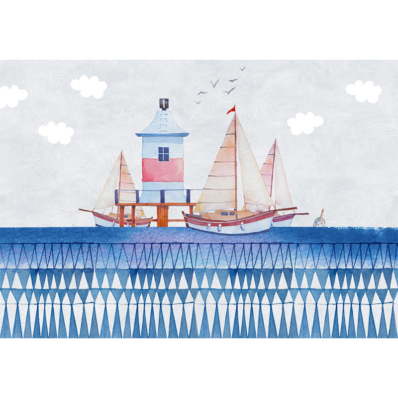 Cartoon Scenery Drawing Mural Decal Soft Color Childrens Art Wall Covering for Nursery Clearhalo 'Wall Decor' 'Wall Mural' 1699027