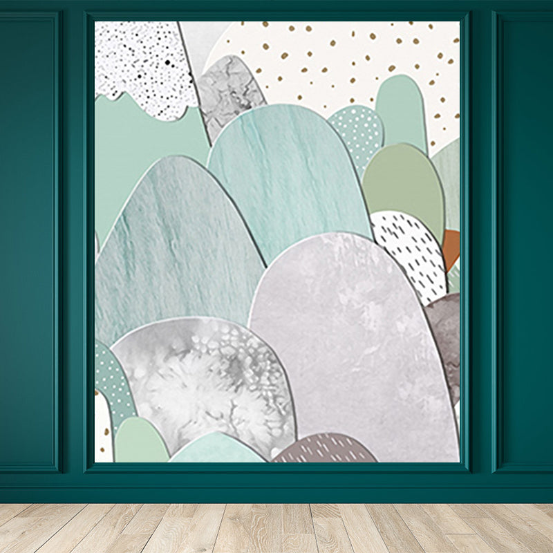 Cartoon Scenery Drawing Mural Decal Soft Color Childrens Art Wall Covering for Nursery Light Green Clearhalo 'Wall Decor' 'Wall Mural' 1699029