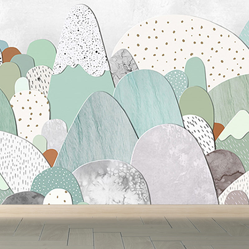 Cartoon Scenery Drawing Mural Decal Soft Color Childrens Art Wall Covering for Nursery Clearhalo 'Wall Decor' 'Wall Mural' 1699031