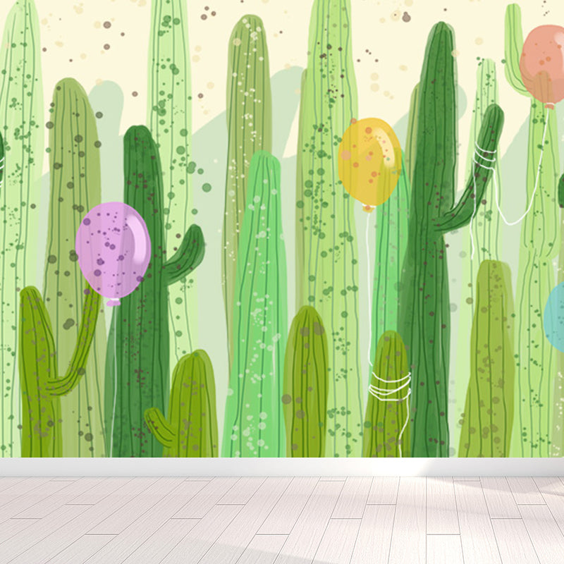 Cartoon Scenery Drawing Mural Decal Soft Color Childrens Art Wall Covering for Nursery Green Clearhalo 'Wall Decor' 'Wall Mural' 1699039