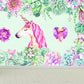 Kids Flower Border Unicorn Mural Green and Pink Waterproofing Wall Art for Nursery Clearhalo 'Wall Decor' 'Wall Mural' 1699076