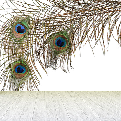 Peacock Feather Wallpaper Mural Minimalistic Waterproof Girls Bedroom Wall Decor Green Clearhalo 'Wall Decor' 'Wall Mural' 1699079