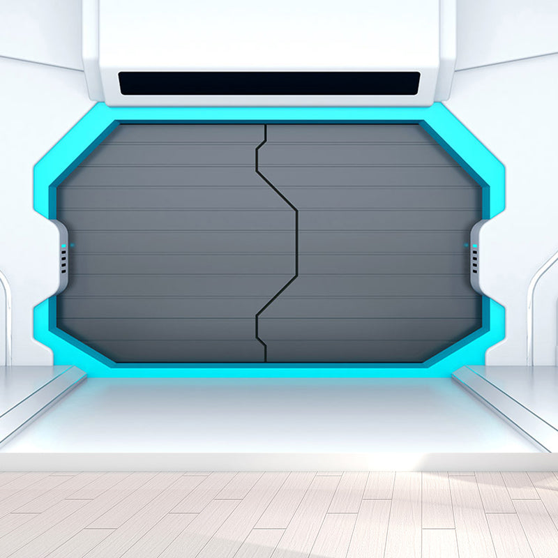 Door of Spaceship Mural Decal Science Fiction Stain Resistant Bedroom Wall Covering, Customized Clearhalo 'Wall Decor' 'Wall Mural' 1699141