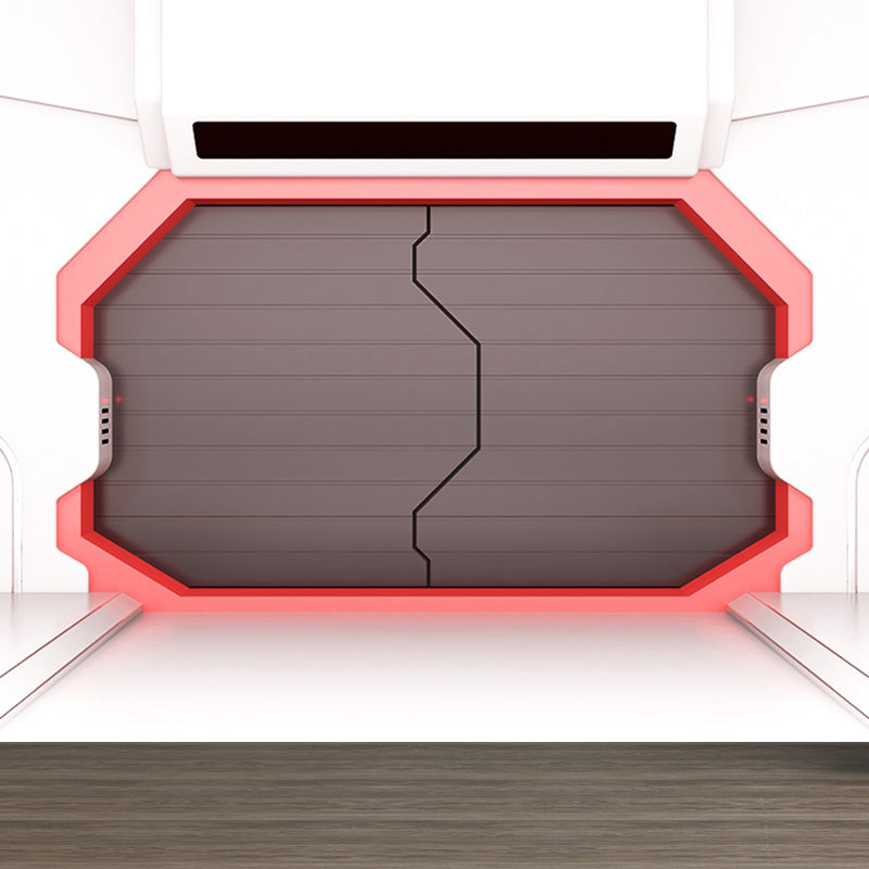 Door of Spaceship Mural Decal Science Fiction Stain Resistant Bedroom Wall Covering, Customized Orange Clearhalo 'Wall Decor' 'Wall Mural' 1699144