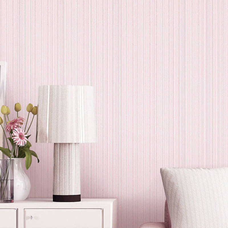 Soft Color Plain Wallpaper Ticking Stripes Modern Waterproofing Wall Decor for Room Pink 1 Set Clearhalo 'Modern wall decor' 'Modern' 'Wallpaper' Wall Decor' 1699222