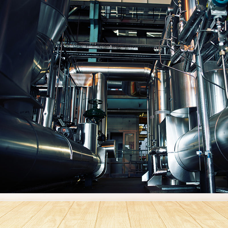 Dark Color Machinery Mural Wallpaper Metal Industrial Washable Wall Covering for Kitchen Clearhalo 'Wall Decor' 'Wall Mural' 1699243