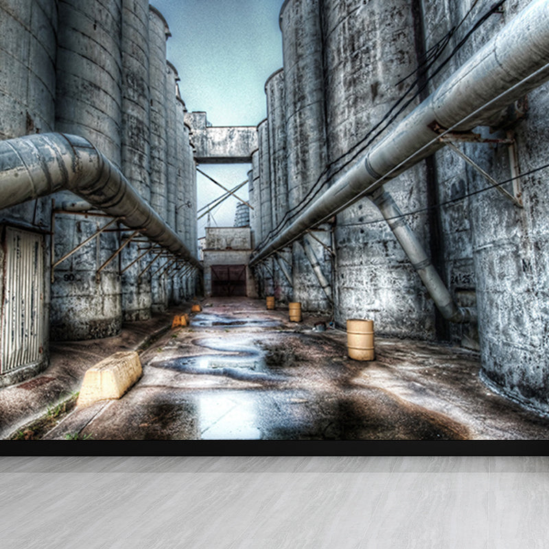 Dark Color Machinery Mural Wallpaper Metal Industrial Washable Wall Covering for Kitchen Clearhalo 'Wall Decor' 'Wall Mural' 1699249