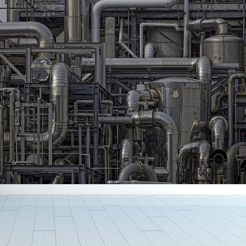 Dark Color Machinery Mural Wallpaper Metal Industrial Washable Wall Covering for Kitchen Clearhalo 'Wall Decor' 'Wall Mural' 1699254