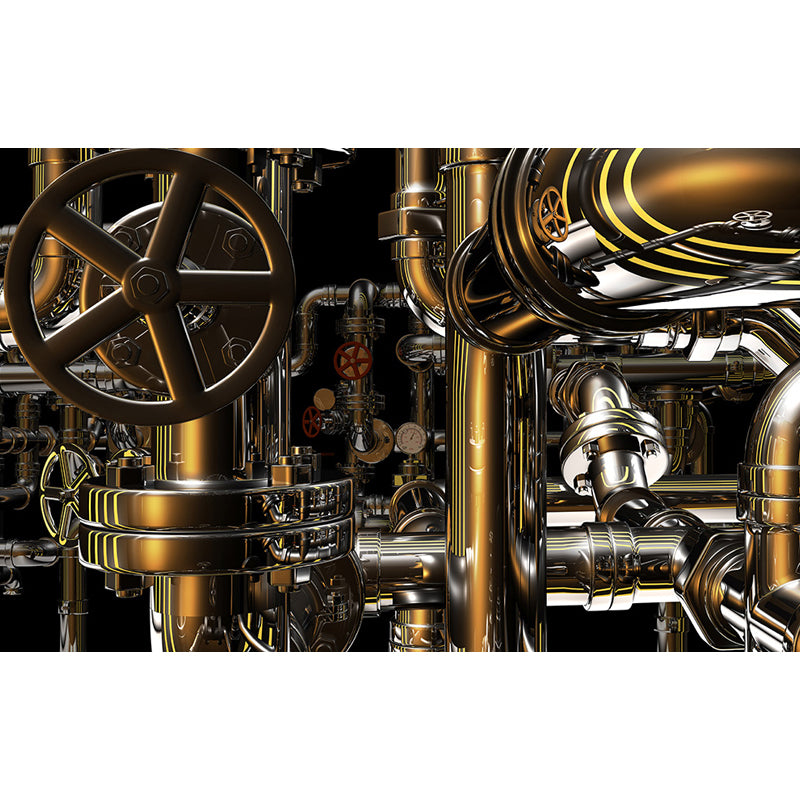 Dark Color Machinery Mural Wallpaper Metal Industrial Washable Wall Covering for Kitchen Clearhalo 'Wall Decor' 'Wall Mural' 1699260