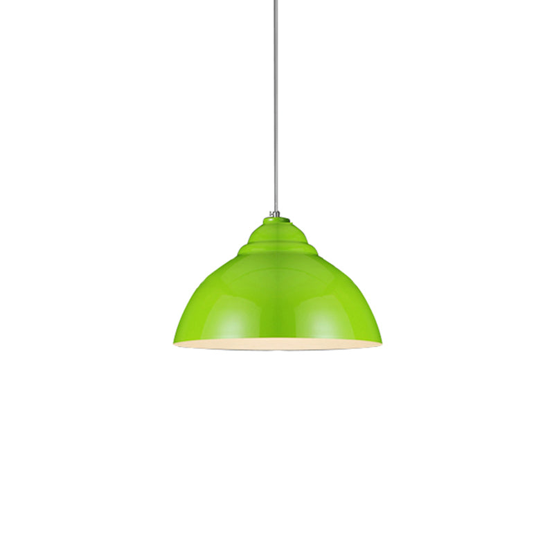 1 Bulb Ceiling Fixture with Domed Shade Metal Industrial Stylish Kitchen Pendant Lamp in Yellow/White Green Clearhalo 'Ceiling Lights' 'Modern Pendants' 'Modern' 'Pendant Lights' 'Pendants' Lighting' 16993