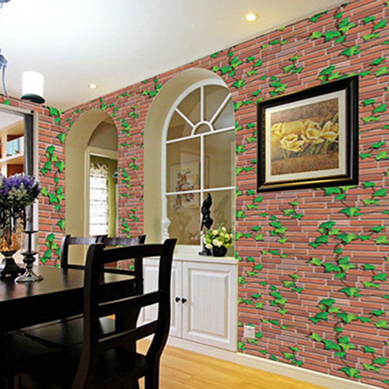 Brick and Mortar Wallpaper Roll Industrial Stain-Resistant Wall Art in Dark Color Clearhalo 'Industrial wall decor' 'Industrial' 'Wallpaper' Wall Decor' 1699314