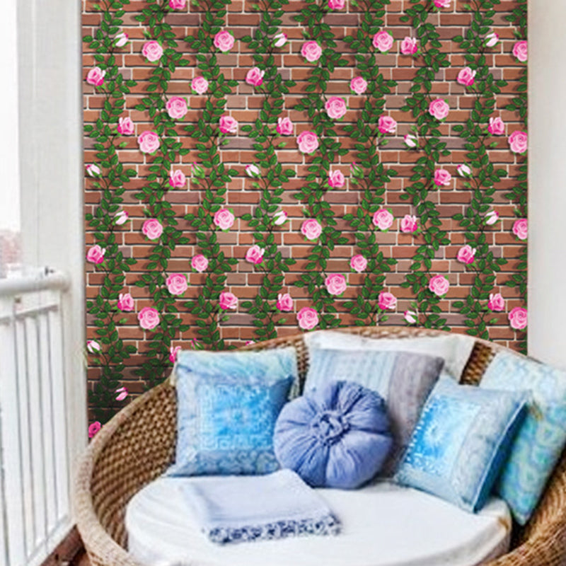 Brick and Mortar Wallpaper Roll Industrial Stain-Resistant Wall Art in Dark Color Pink Clearhalo 'Industrial wall decor' 'Industrial' 'Wallpaper' Wall Decor' 1699317