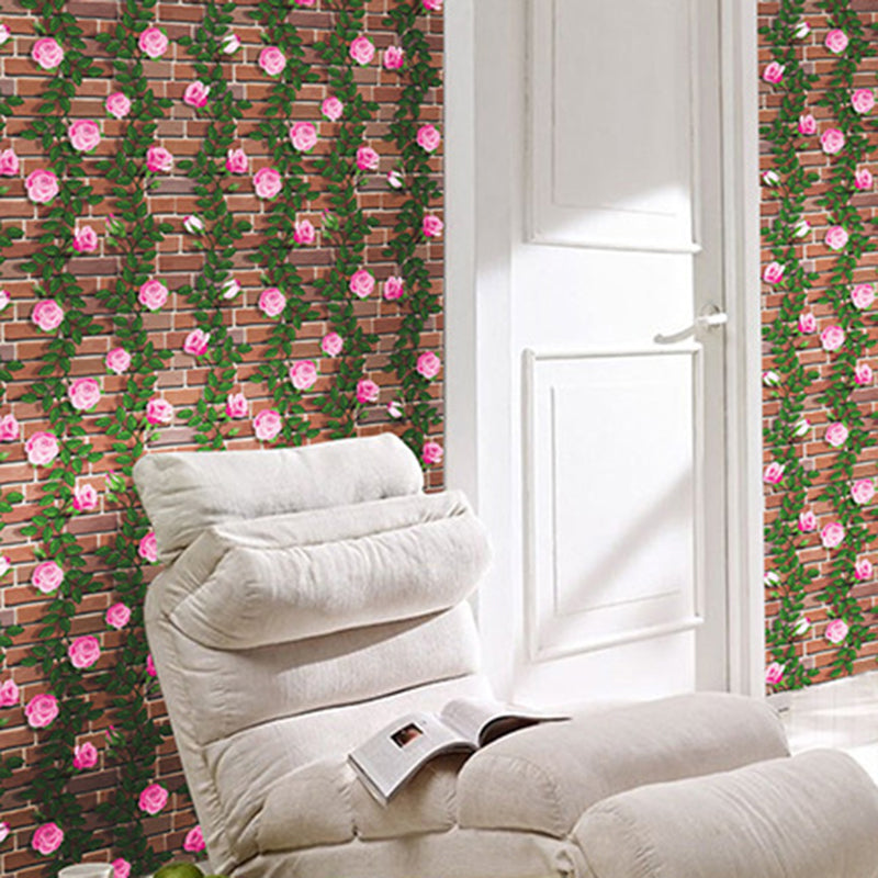 Brick and Mortar Wallpaper Roll Industrial Stain-Resistant Wall Art in Dark Color Clearhalo 'Industrial wall decor' 'Industrial' 'Wallpaper' Wall Decor' 1699318