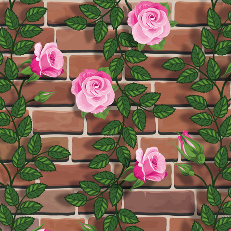 Brick and Mortar Wallpaper Roll Industrial Stain-Resistant Wall Art in Dark Color Clearhalo 'Industrial wall decor' 'Industrial' 'Wallpaper' Wall Decor' 1699319