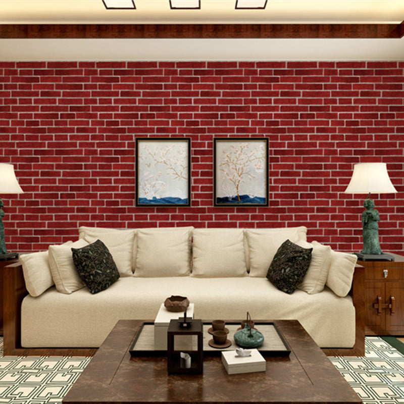 Bright Brickwork Wallpaper for Living Room Architecture Wall Covering, 57-1-sq ft Crimson Clearhalo 'Industrial wall decor' 'Industrial' 'Wallpaper' Wall Decor' 1699330