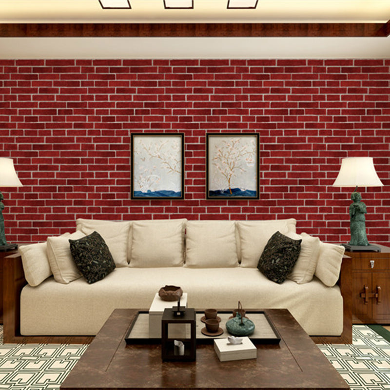 Bright Brickwork Wallpaper for Living Room Architecture Wall Covering, 57-1-sq ft Crimson Clearhalo 'Industrial wall decor' 'Industrial' 'Wallpaper' Wall Decor' 1699330